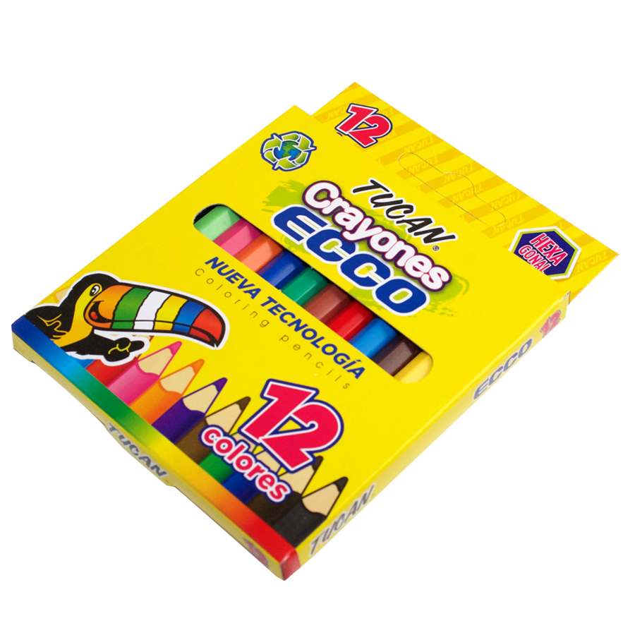 Crayon De Madera Ecco Corto 12 Colores