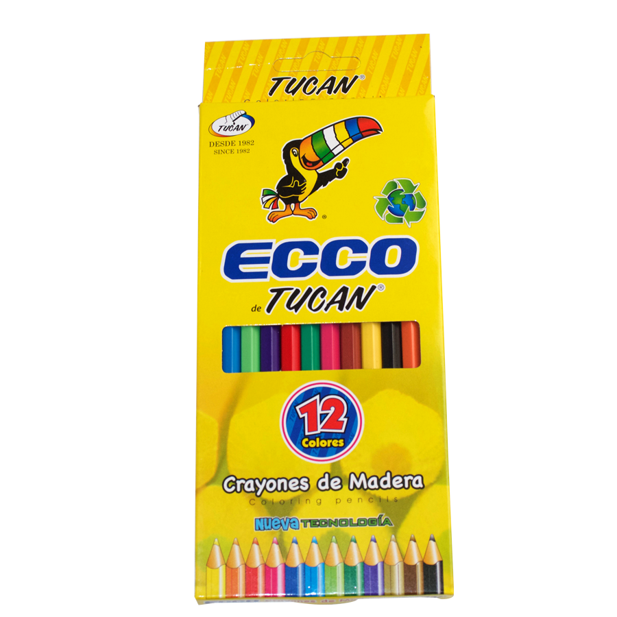 Crayon De Madera Ecco Largo 12 Colores