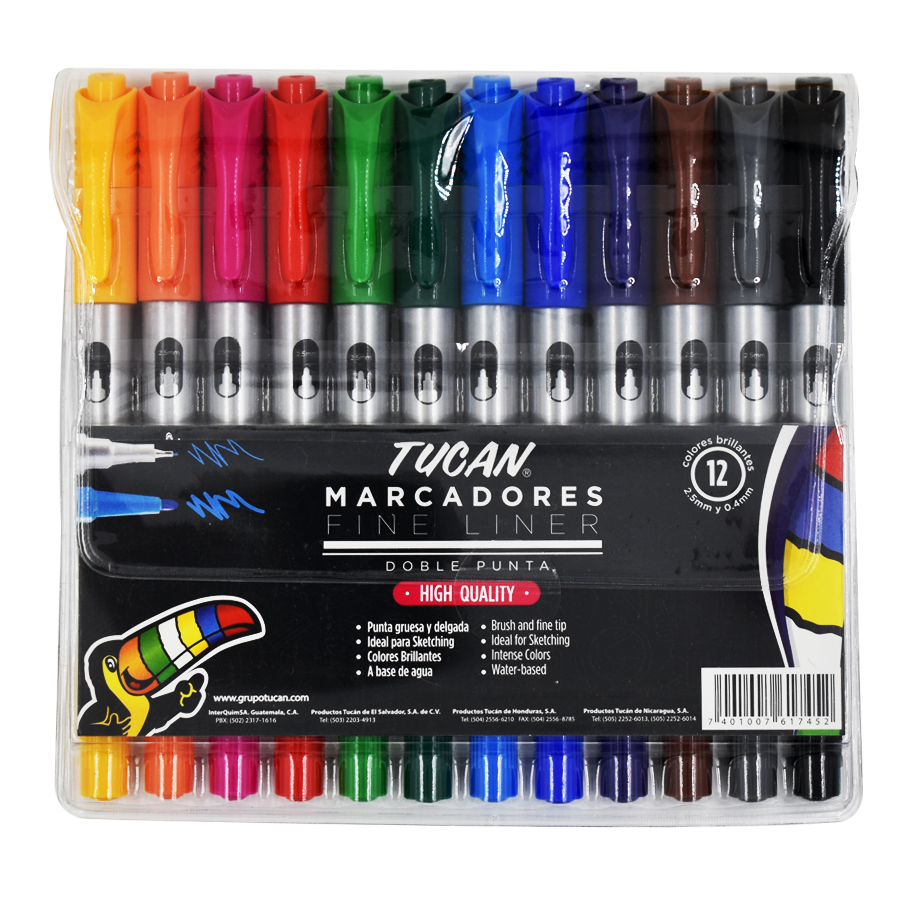 Marcador Fine Liner Doble Punta 12 Col