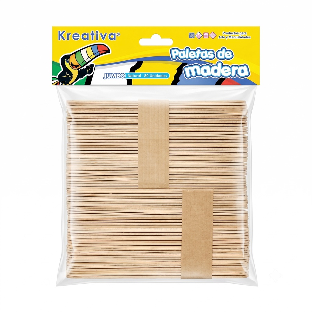 Paleta De Madera Jumbo 80 Pcs Natural