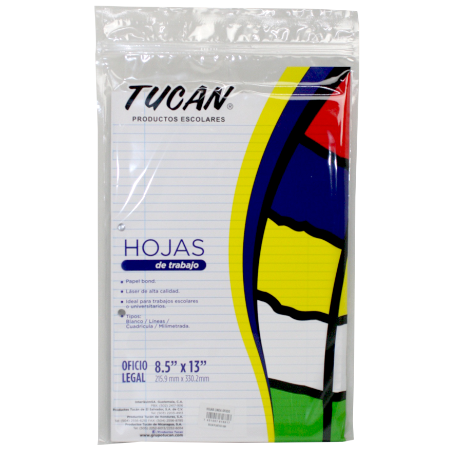 Hojas Linea Oficio Bolsa 100H.