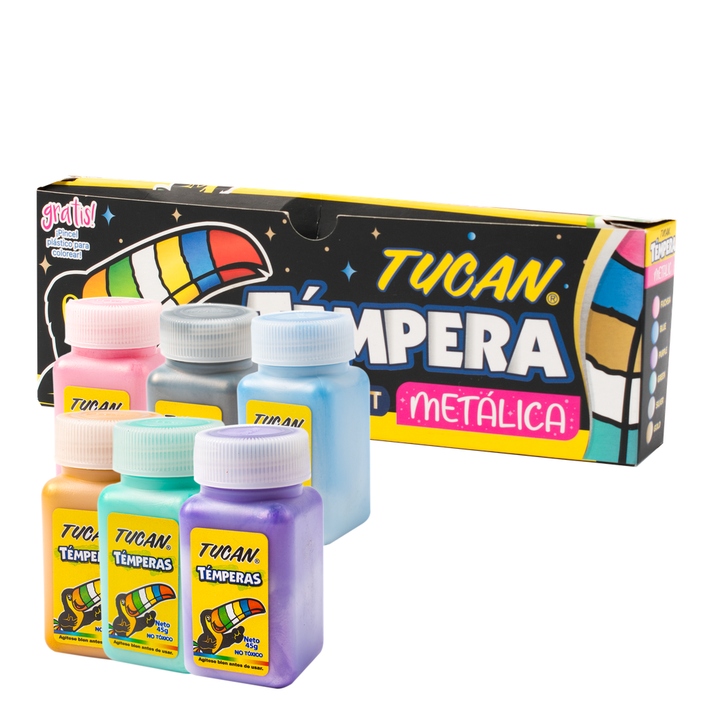 Tempera Tucan Clasica Metálica 6 Colores