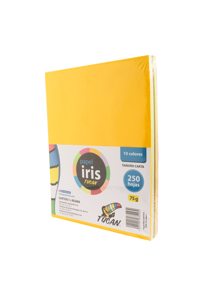 Papel Iris Surtido Tamaño Carta 250 Hojas 10 Colores